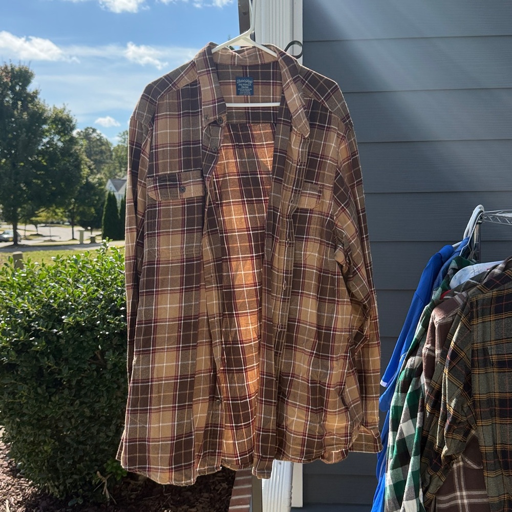 Faded Glory Brown and Tan Plaid Shirt